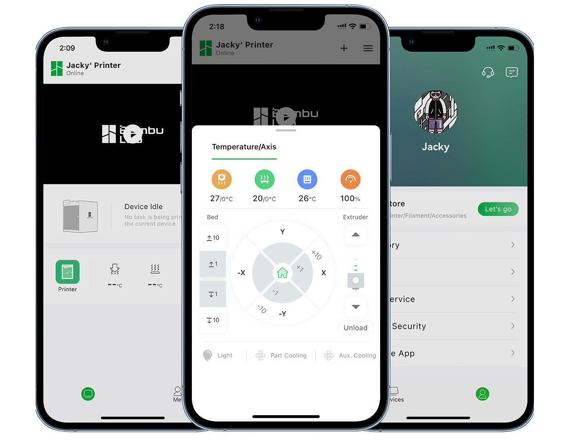 Интерфейс Bambu Handy