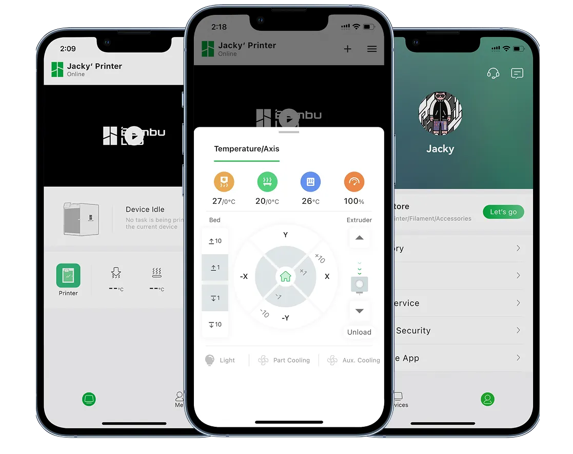 Интерфейс Bambu Handy